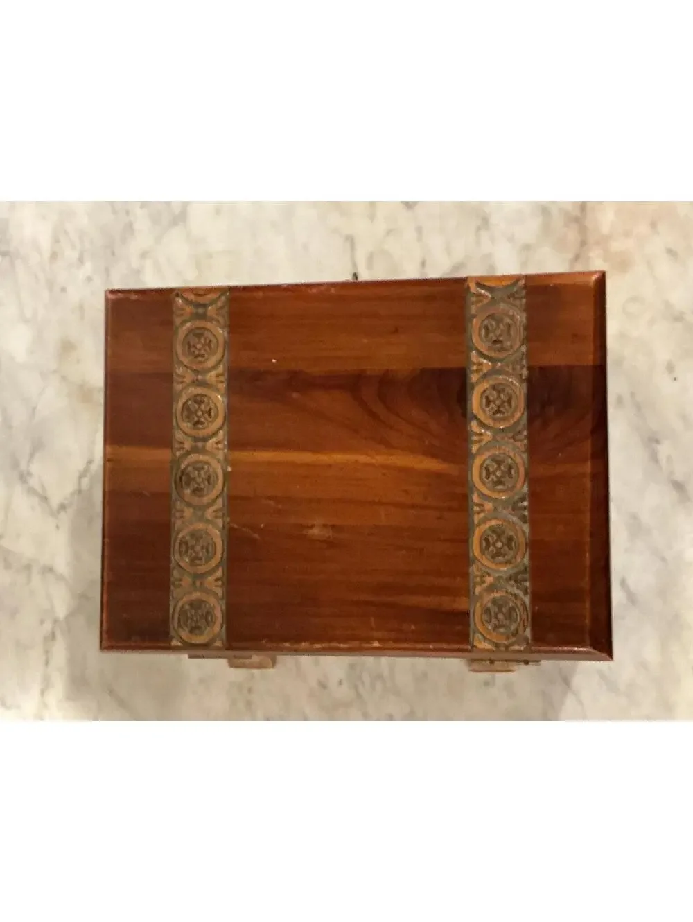 Vintage Footed Cedar Jewelry Box Keepsake Chest with Brass Latch & Carved Feet